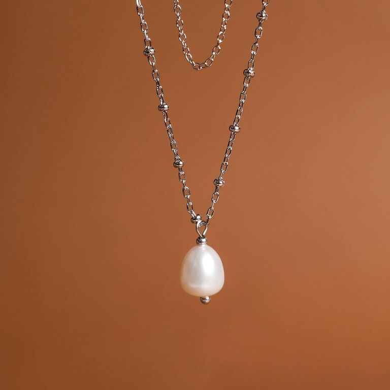 Panoramic Necklace (White Pearl/Silver)